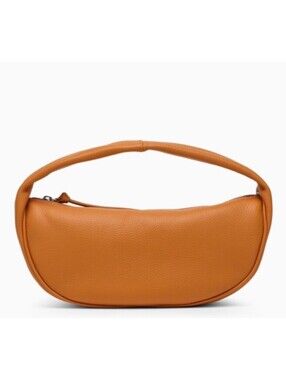 BY FAR Cush Leather Shoulder Satchel Crescent Bag In Carmel Orange Brown $540